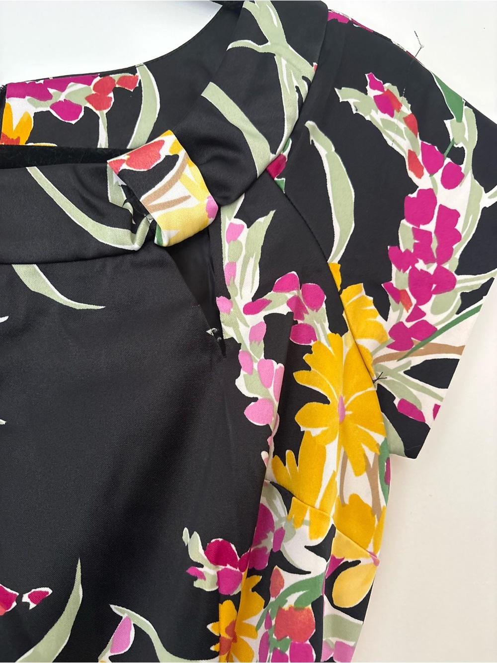 Dress Barn Black Midi Dress with Yellow & Pink Floral Print - Picture 6 of 7